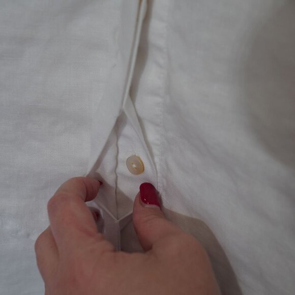 EUC J.Jill Love White Linen Collar Shirt Dress Button Front‎ Short Sleeve Sz XL - Picture 7 of 9